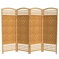 thumbnail image 1 of Red Lantern 4 ft. Short Fiber Weave Folding Screen - Light Beige - 4 Panels, 1 of 7