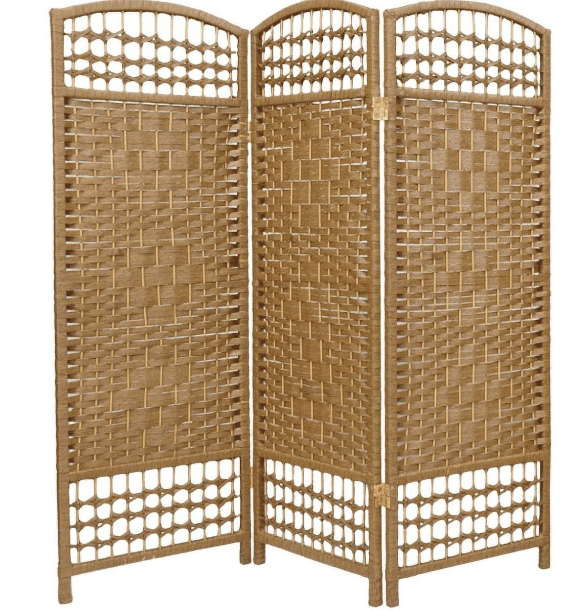 Natural 4 ft. Fiber Weave 3 Panel Room Divider