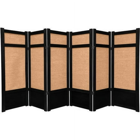 Red Lantern 4 ft. Short Low Jute Shoji Screen - 5 Panel - Black