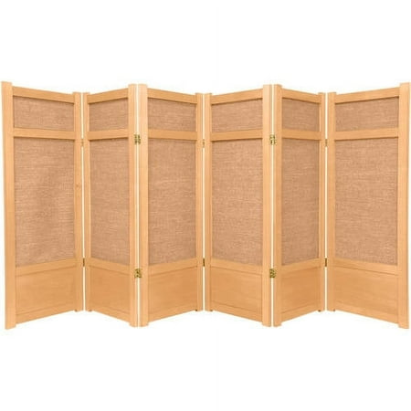 Red Lantern 4 ft. Short Low Jute Shoji Screen - 6 Panel - Natural