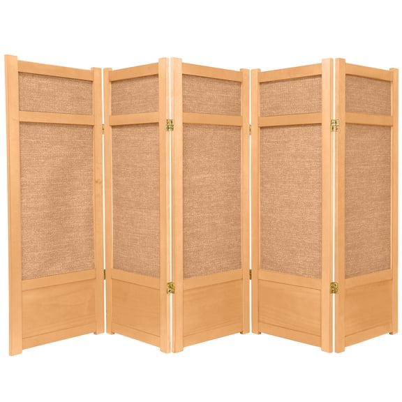 Red Lantern 4 ft. Short Low Jute Shoji Screen - 5 Panel - Natural