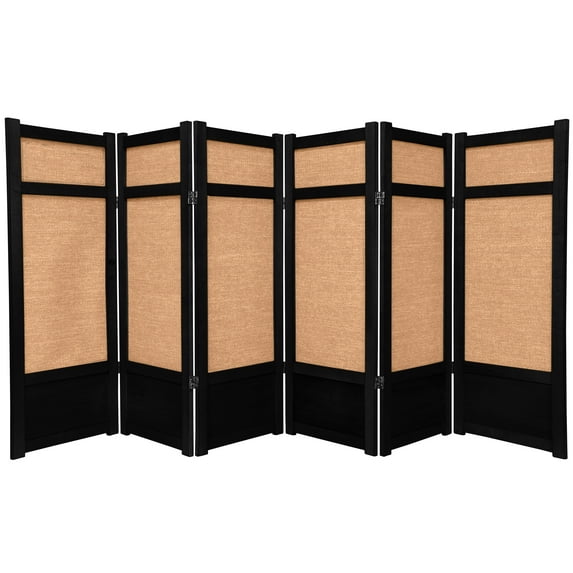 Red Lantern 4 ft. Short Low Jute Shoji Screen - 6 Panel - Black