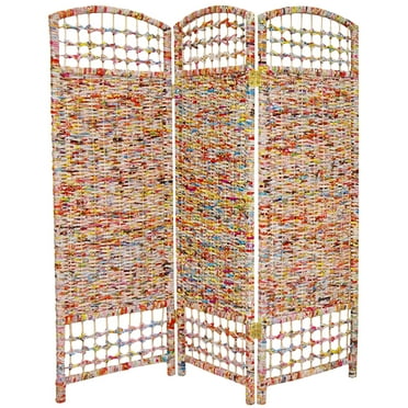 Oriental Furniture 4 ft. Tall Recycled Magazine Room Divider - 3 Panel