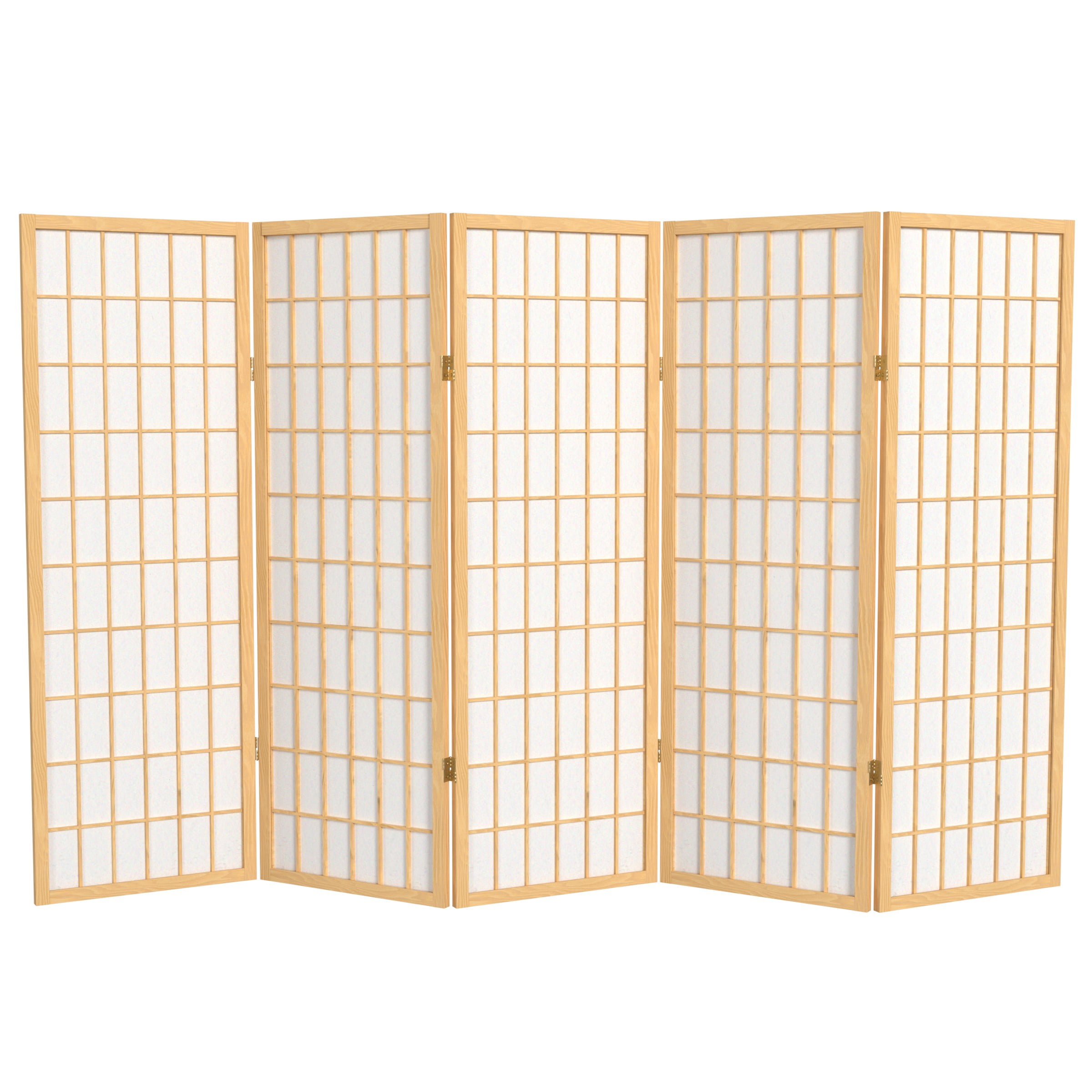 Red Lantern 4 ft. Short Window Pane Shoji Screen - Natural - 5 Panels ...
