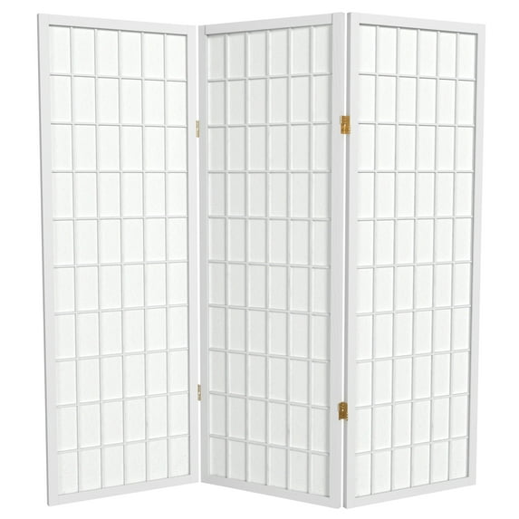 Red Lantern 4 ft. Short Window Pane Shoji Screen - White - 3 Panels