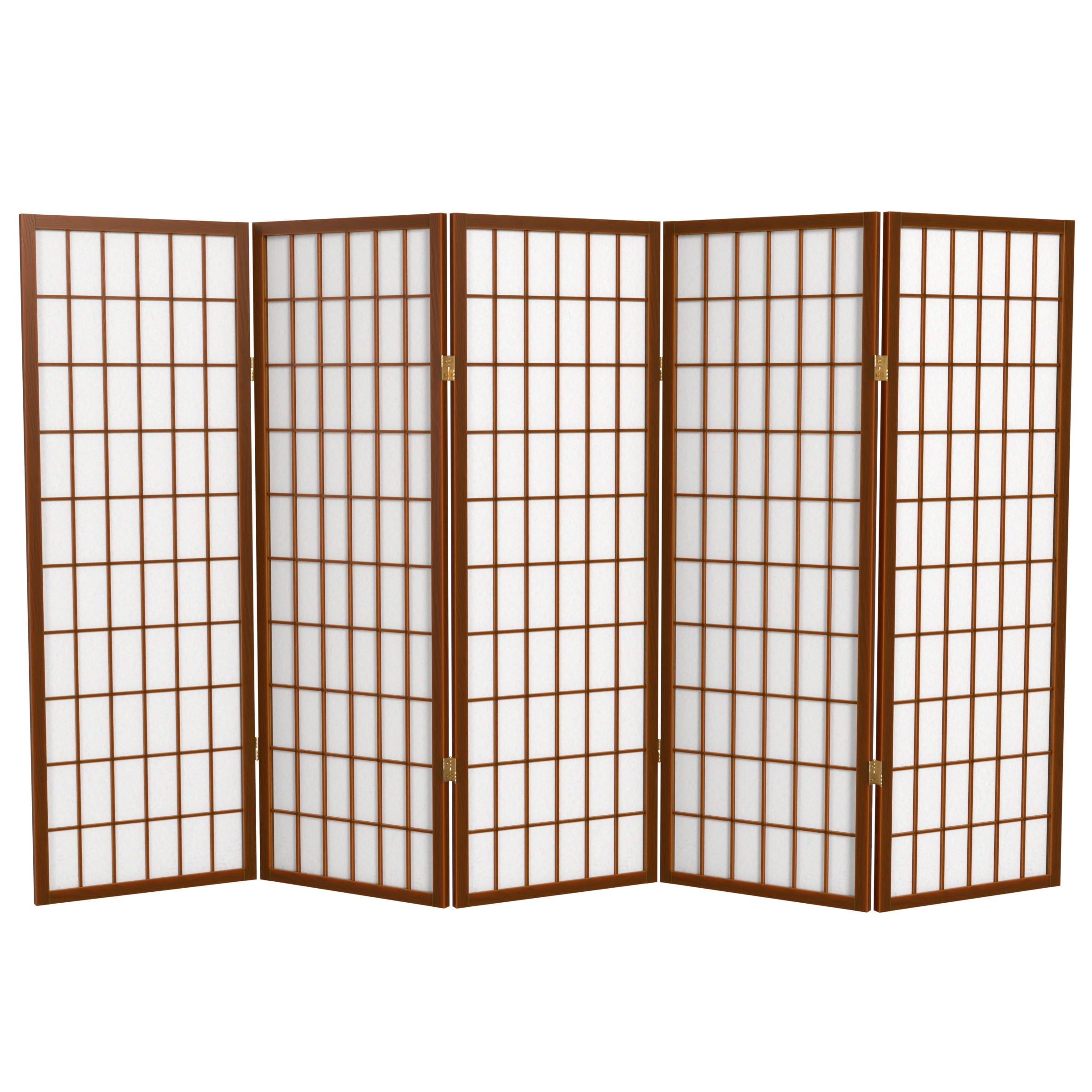 Red Lantern 4 ft. Short Window Pane Shoji Screen - Walnut - 5 Panels ...