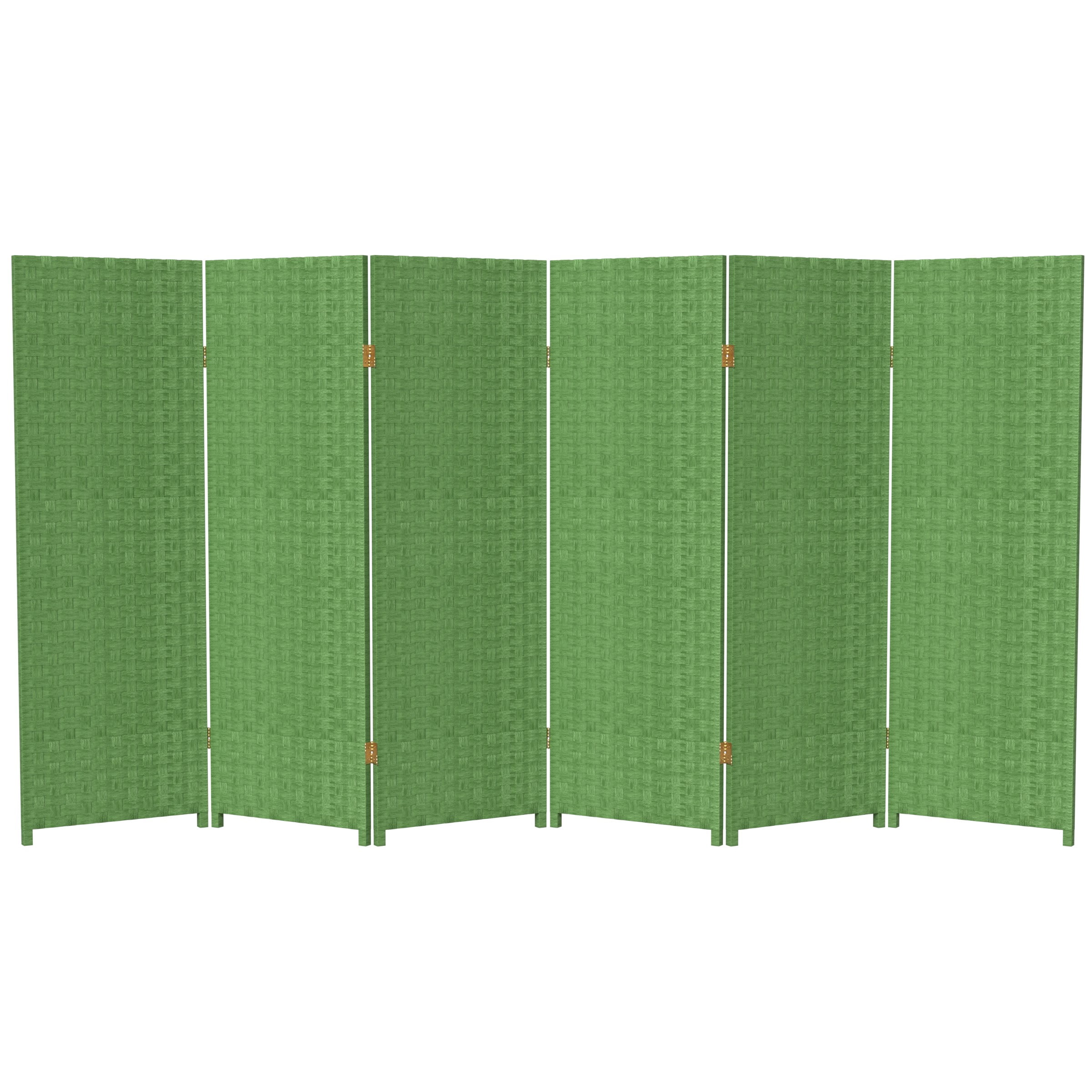 Red Lantern 4 ft. Short Woven Fiber Folding Screen - Light Green - 6 Panel