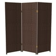 thumbnail image 1 of Red Lantern 4 ft. Short Woven Fiber Folding Screen - Dark Mocha - 3 Panel, 1 of 6
