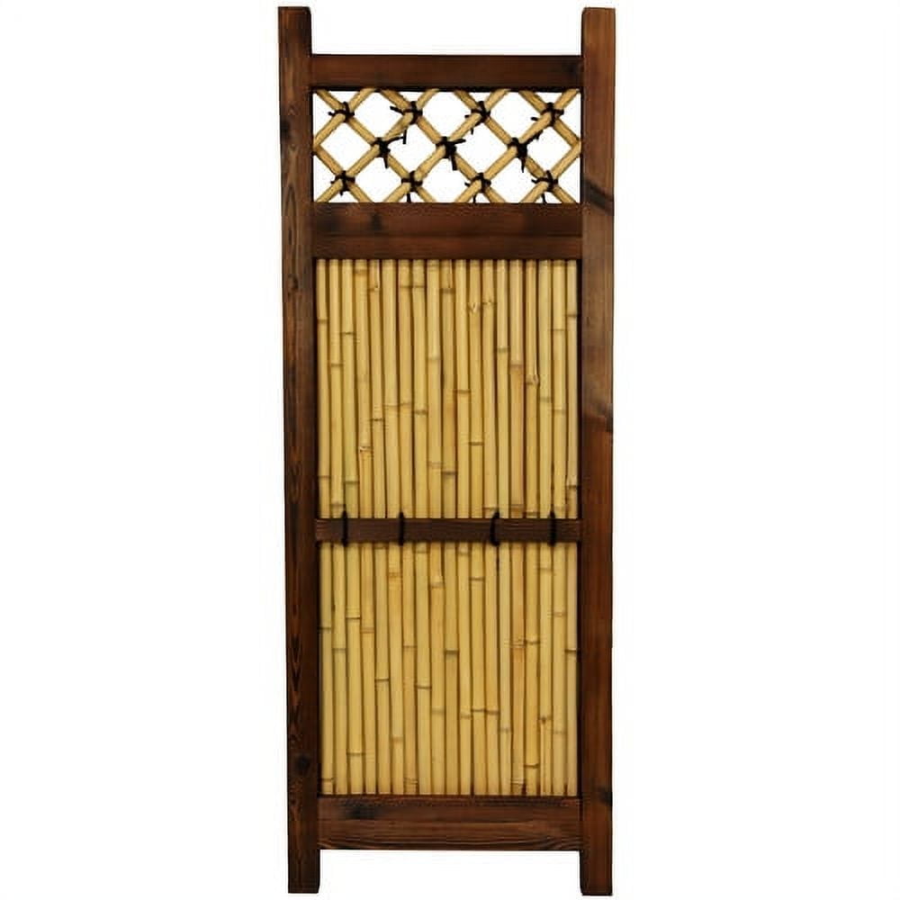 Light Bamboo and Dark Walnut Japanese Garden Fence Panel
