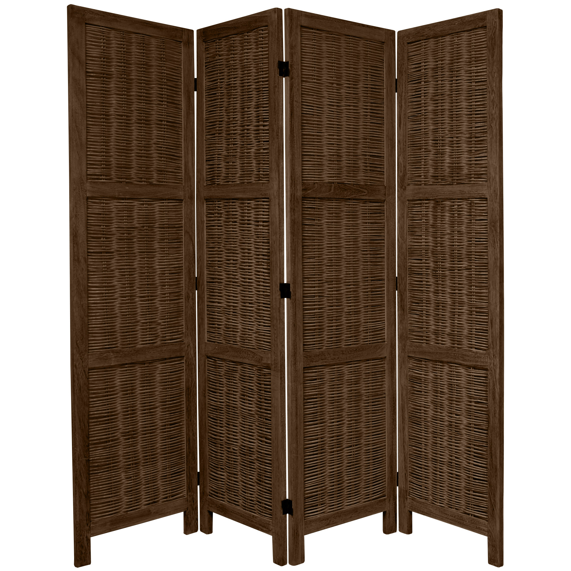 Oriental Furniture 5 1/2 ft. Tall Bamboo Matchstick Screen - Brown - 4 Panel - image 1 of 3