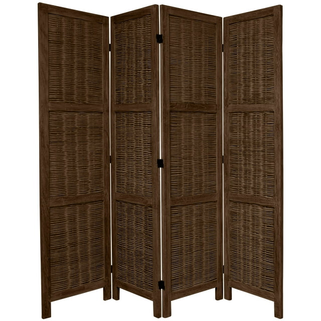 Oriental Furniture 5 1/2 ft. Tall Bamboo Matchstick Screen - Brown - 4 Panel