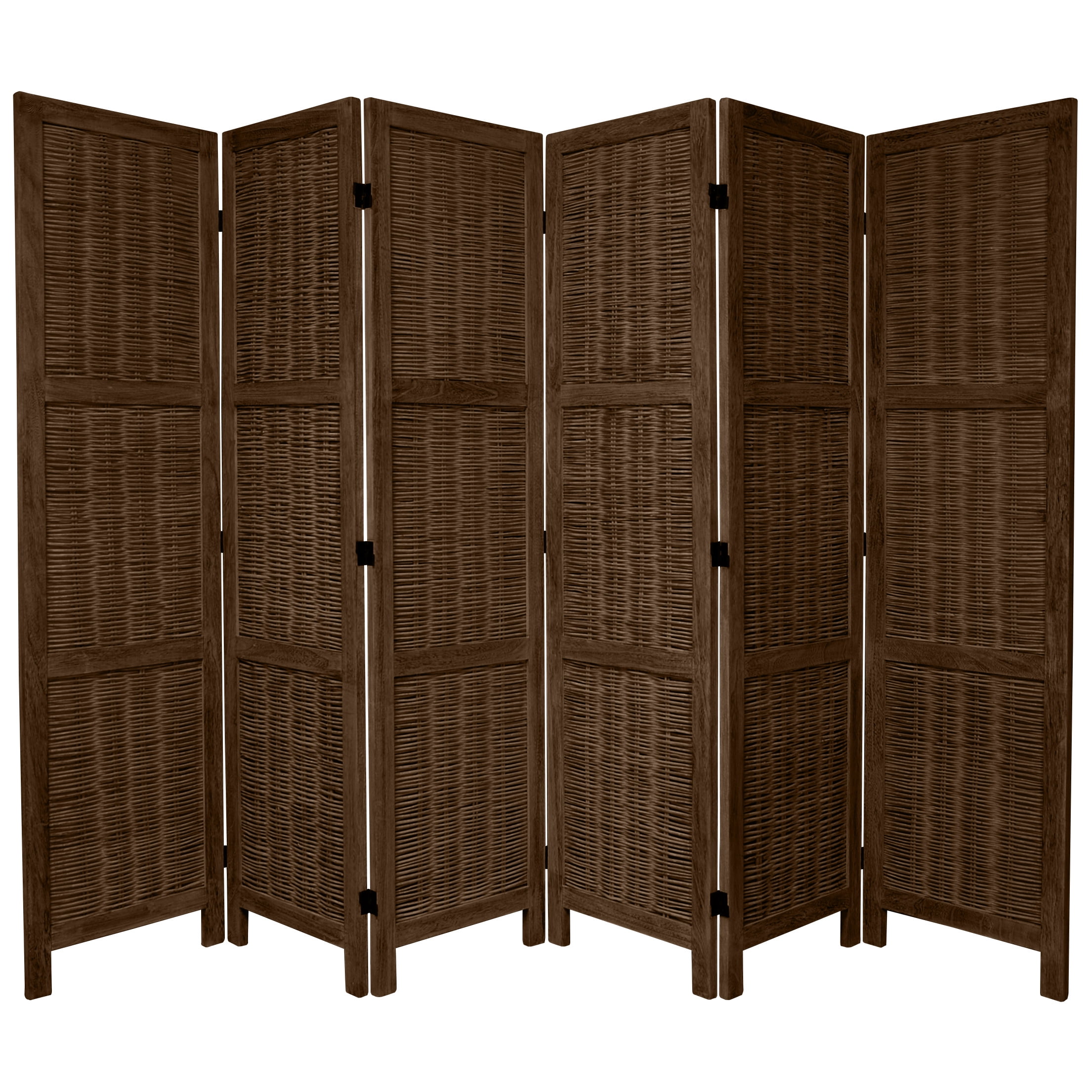 Burnt Brown 6-Panel Bamboo Matchstick Room Divider