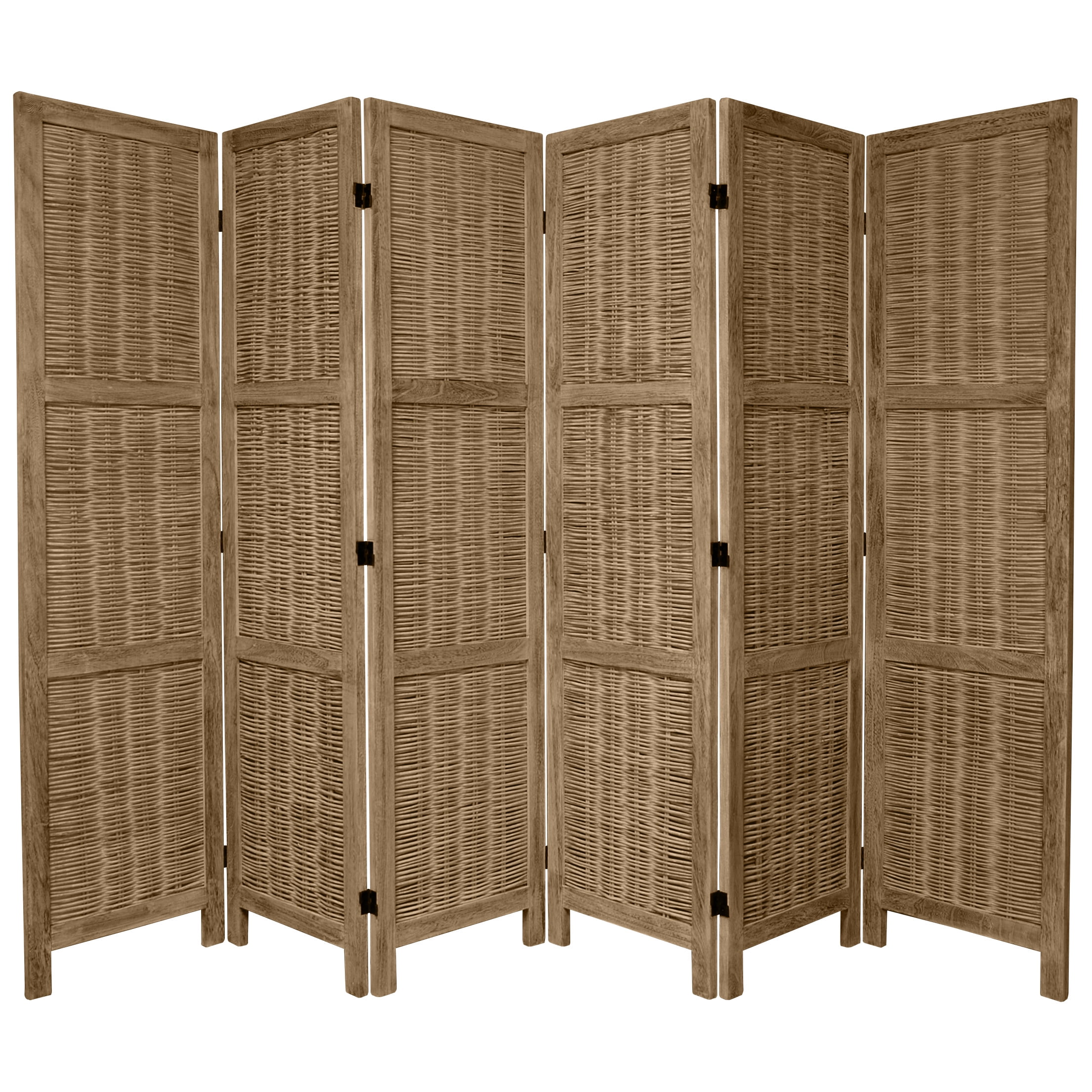 Oriental Furniture 5 1/2 ft. Tall Bamboo Matchstick Screen - Grey - 6 Panel