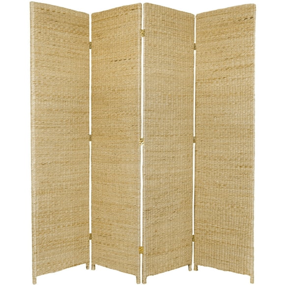Oriental Furniture 5 1/2 ft. Tall Bamboo Matchstick Woven Room Divider, Natural color, 4 panels