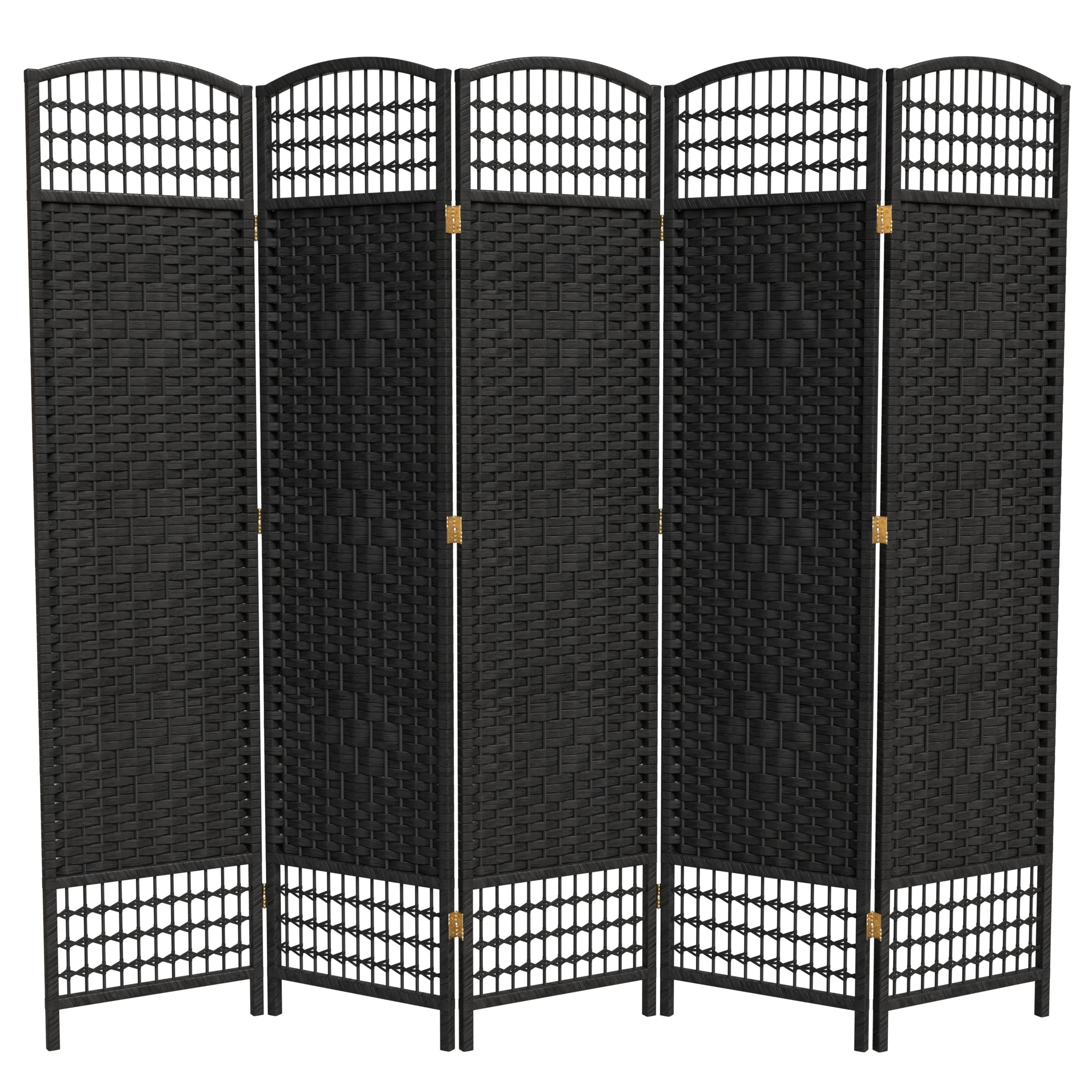 Red Lantern 5 1/2 ft. Tall Fiber Weave Room Divider - Black - 5 Panel