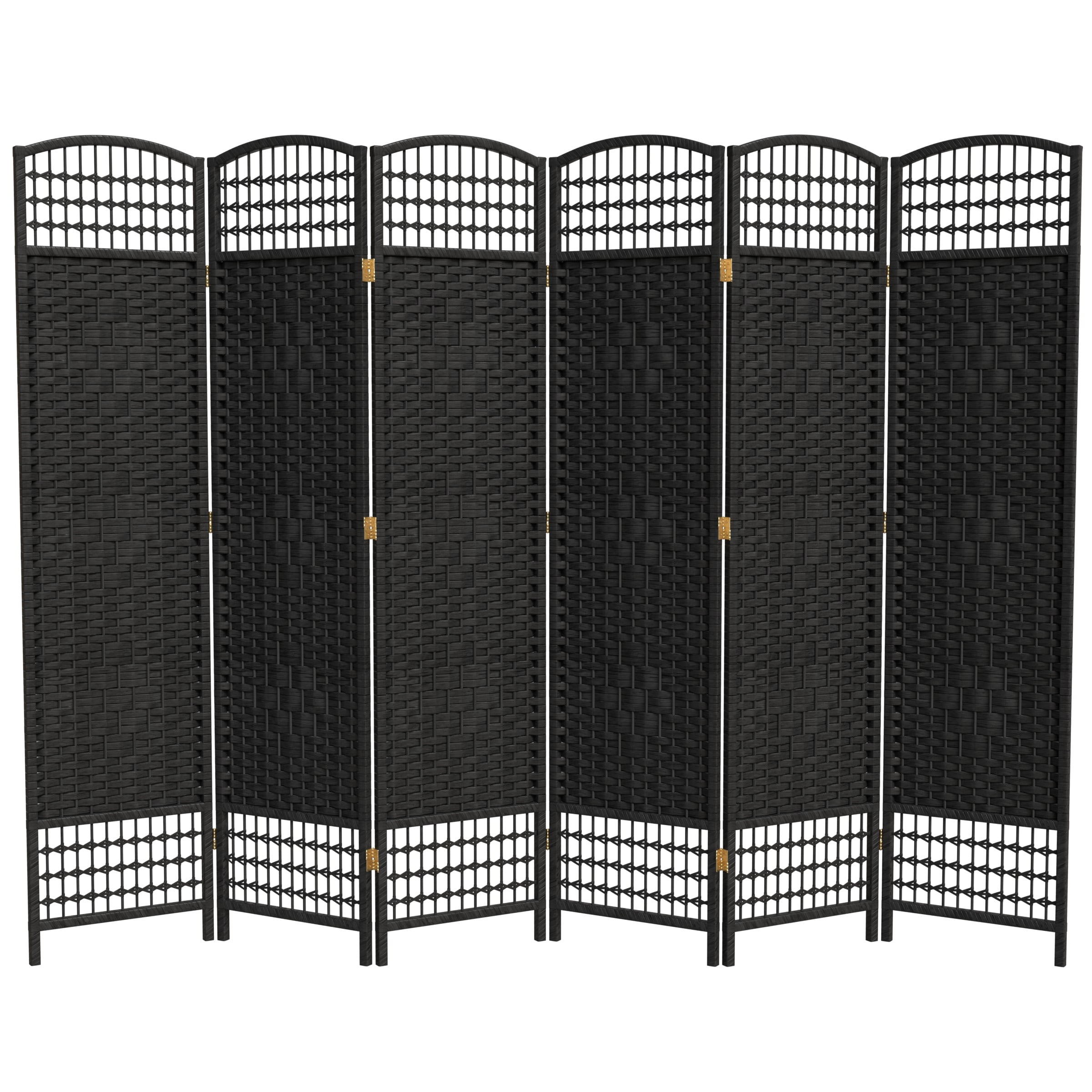 Red Lantern 5 1/2 ft. Tall Fiber Weave Room Divider - Black - 6 Panel