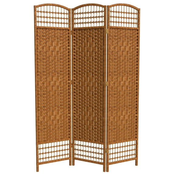 Red Lantern 5 1/2 ft. Tall Fiber Weave Room Divider - Dark Beige - 3 Panel