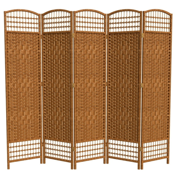 Red Lantern 5 1/2 ft. Tall Fiber Weave Room Divider - Dark Beige - 5 Panel