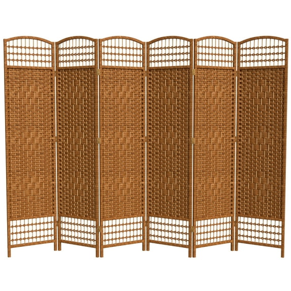 Red Lantern 5 1/2 ft. Tall Fiber Weave Room Divider - Dark Beige - 6 Panel