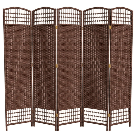 Red Lantern 5 1/2 ft. Tall Fiber Weave Room Divider - Dark Red - 5 Panel
