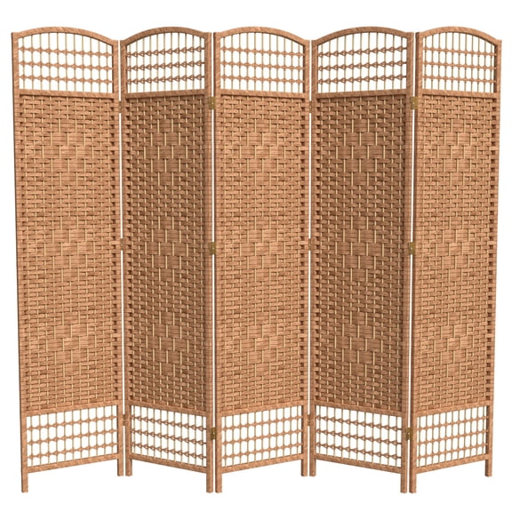 Red Lantern 5 1/2 ft. Tall Fiber Weave Room Divider - Natural - 5 Panel