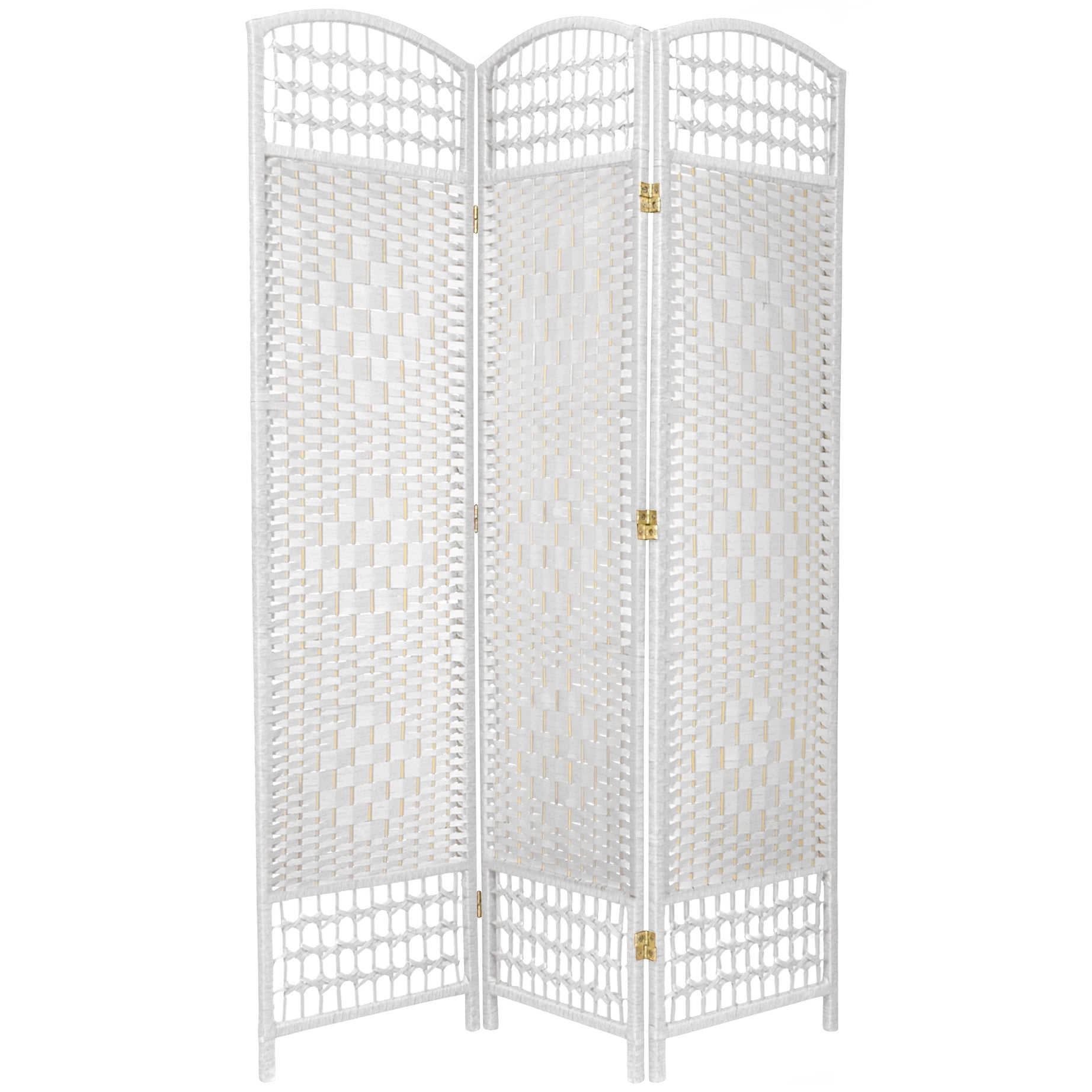 Elegant White Fiber Weave 3-Panel Floor Room Divider