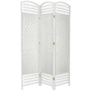 Oriental Furniture 5 1/2 ft. Tall Fiber Weave Room Divider - White - 3 Panel
