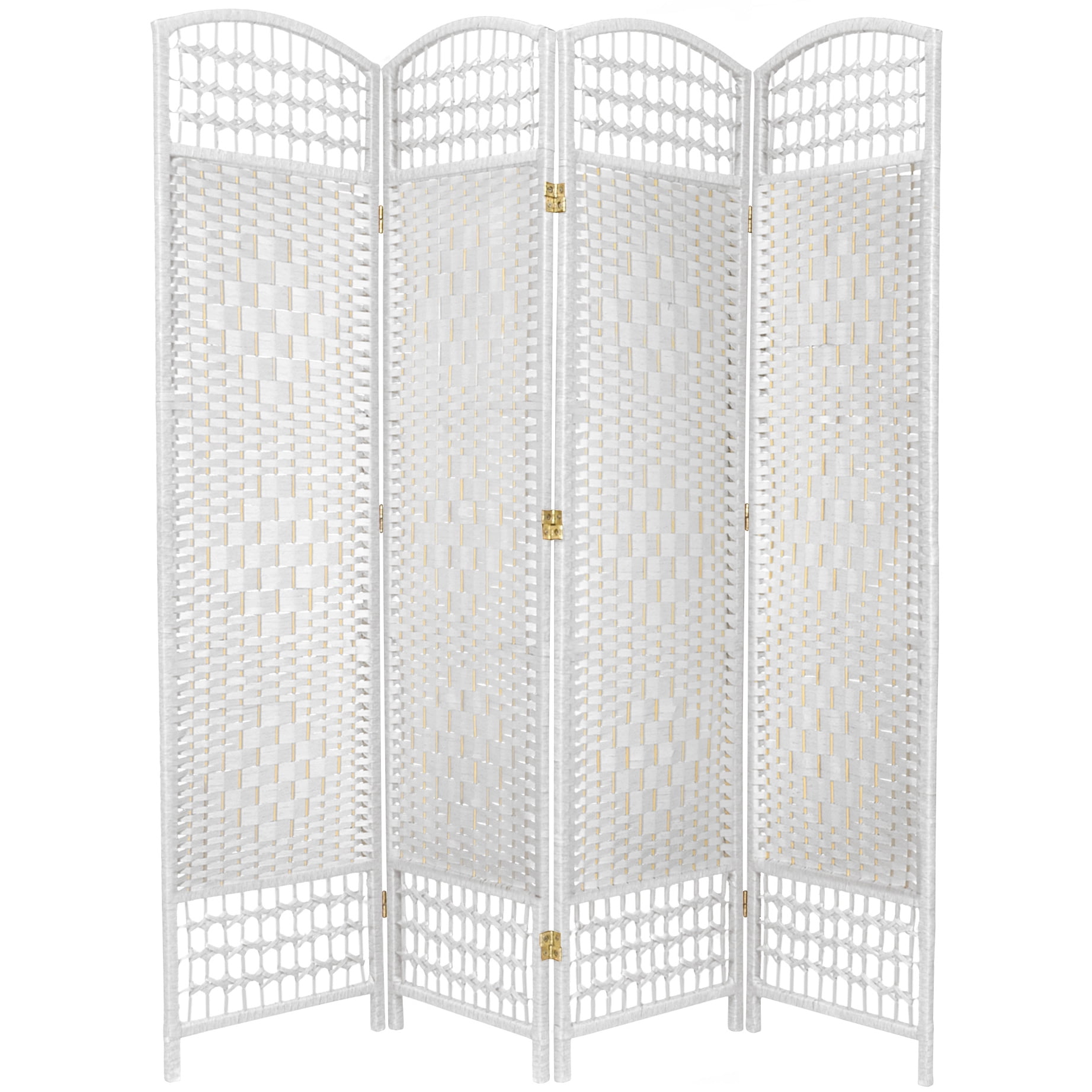 White 5 1/2 ft. Tall Fiber Weave 4-Panel Room Divider