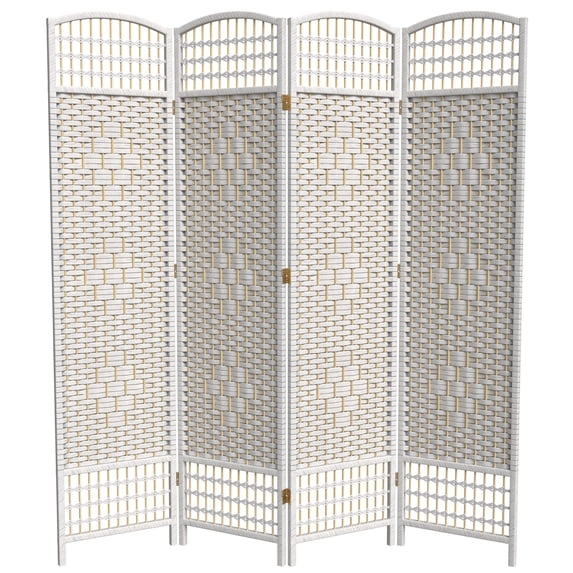Red Lantern 5 1/2 ft. Tall Fiber Weave Room Divider - White - 4 Panel
