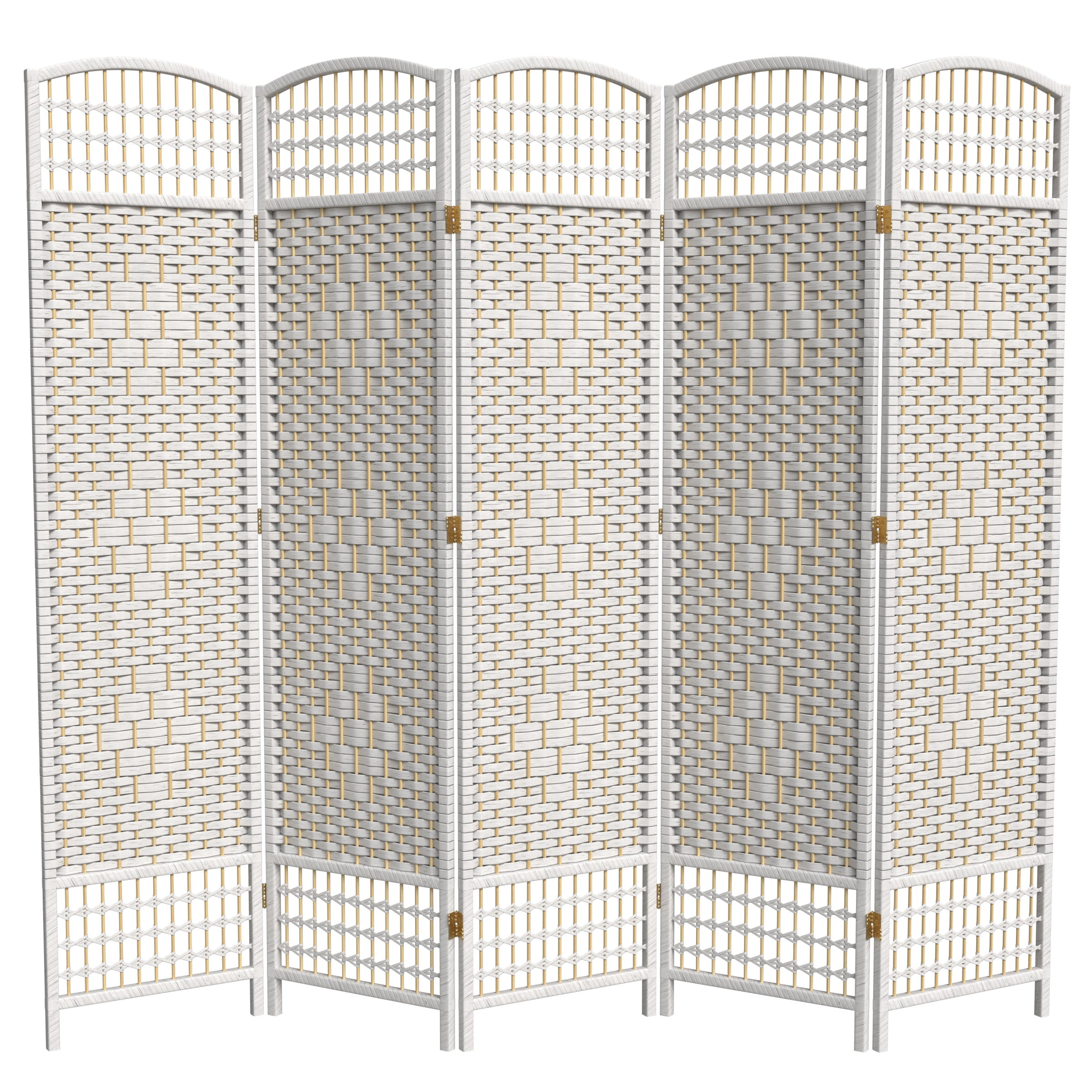 Red Lantern 5 1/2 ft. Tall Fiber Weave Room Divider - White - 5 Panel