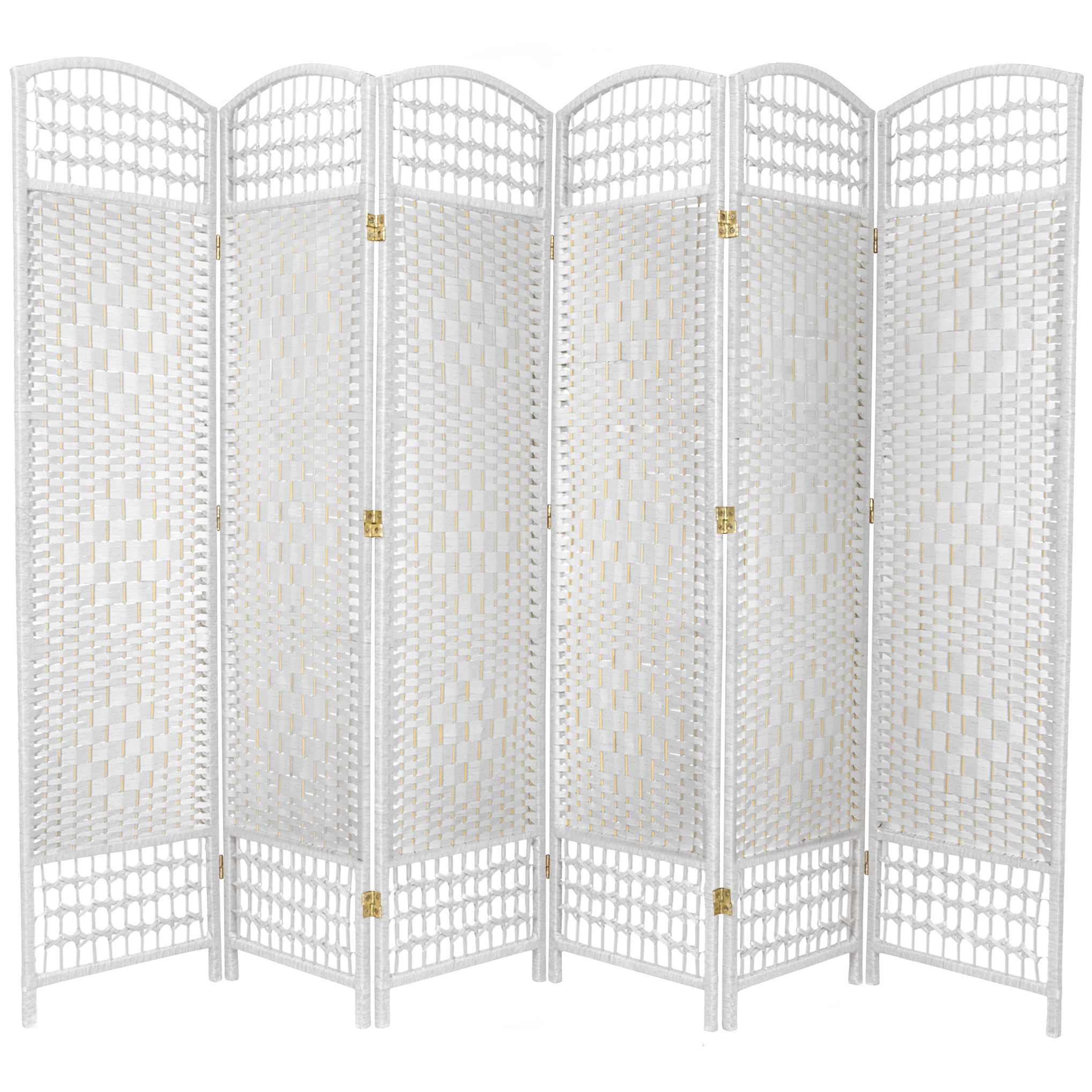 Oriental Furniture 5 1/2 ft. Tall Fiber Weave Room Divider - White - 6 Panel - image 1 of 3