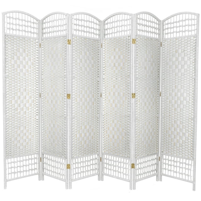 Oriental Furniture 5 1/2 ft. Tall Fiber Weave Room Divider - White - 6 Panel