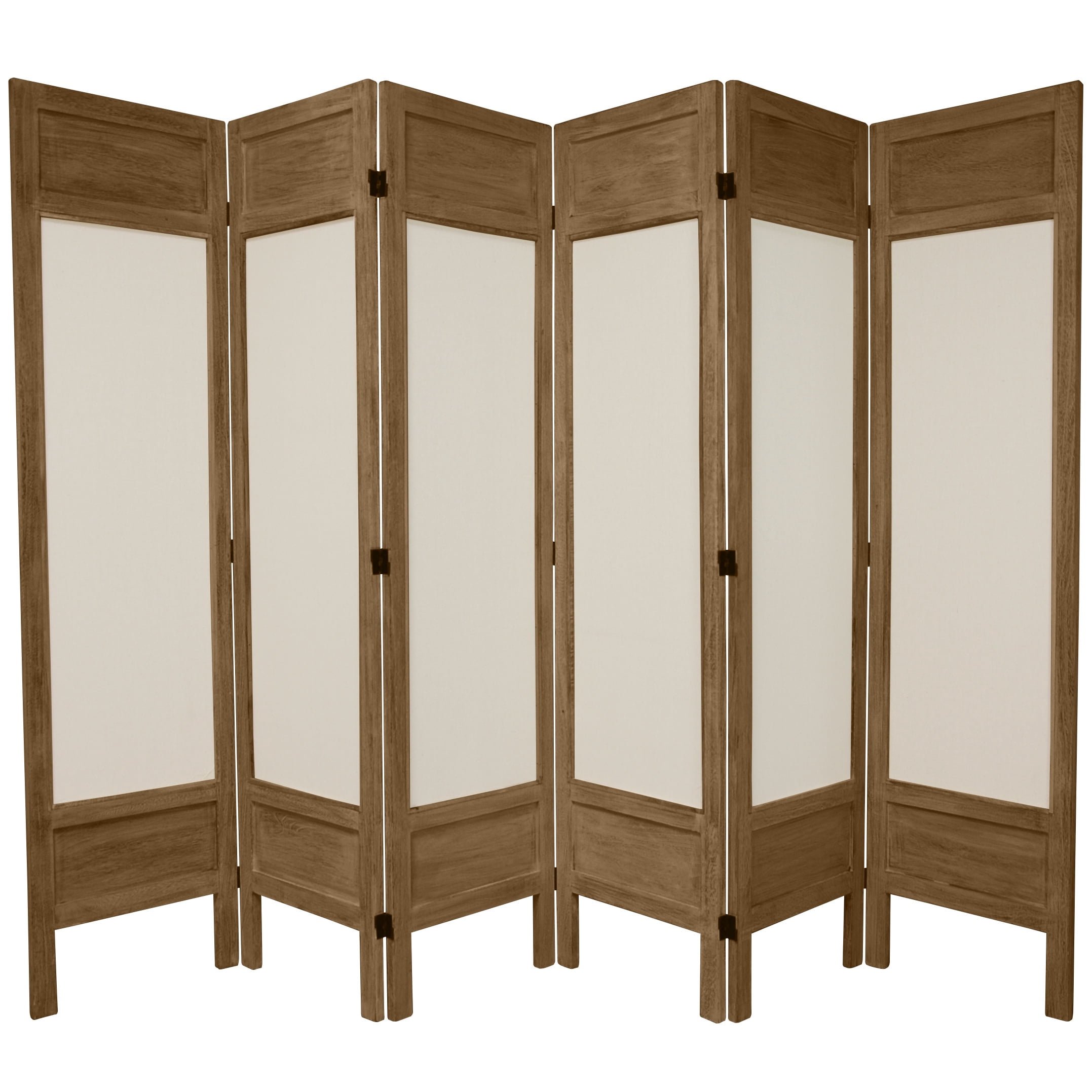 Oriental Furniture 5 1/2 ft. Tall Solid Frame Fabric Room Divider, burnt grey color, 6 panel