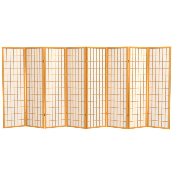 Red Lantern 5 ft. Tall Window Pane Shoji Screen - Honey - 8 Panels