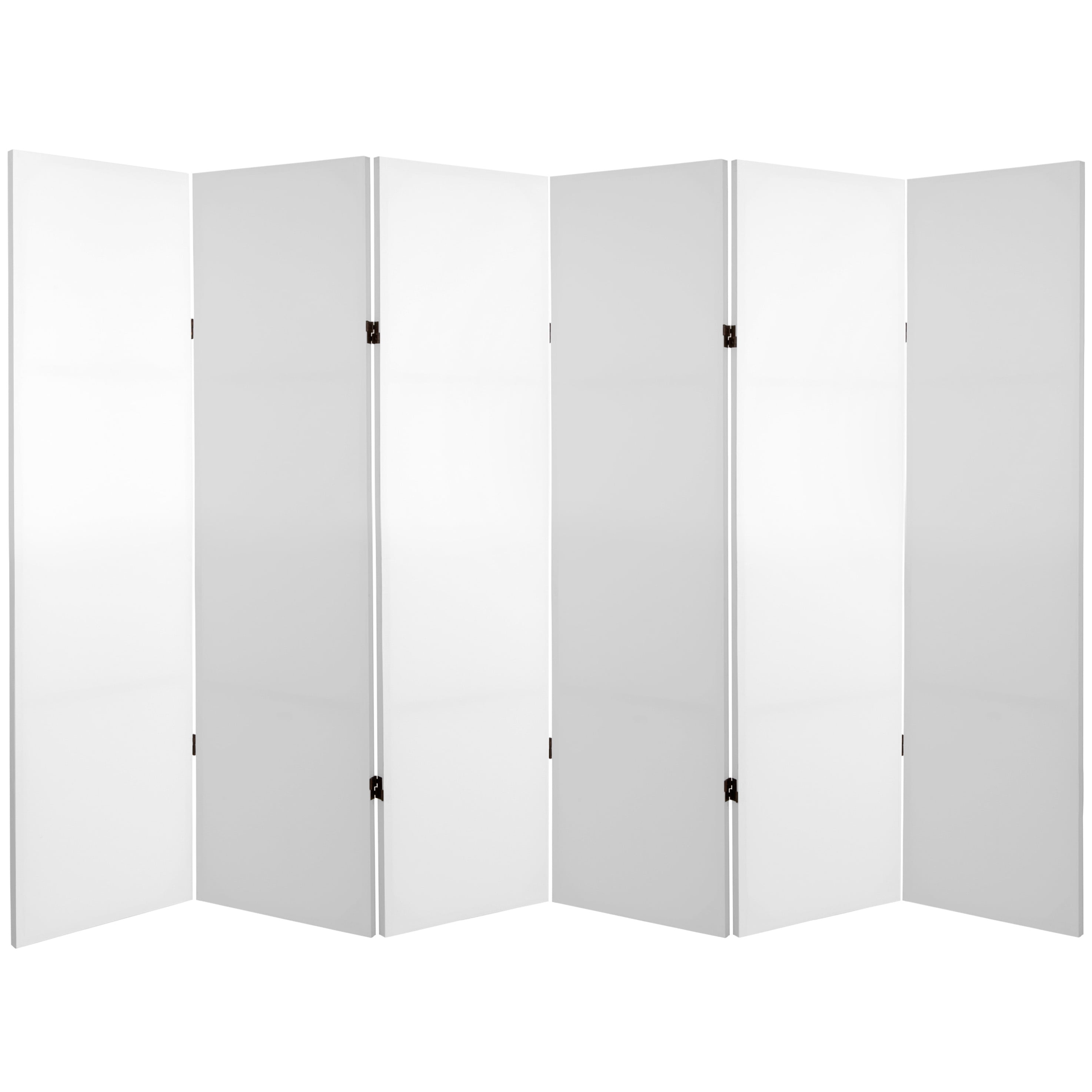 White Canvas 6-Panel Folding Room Divider