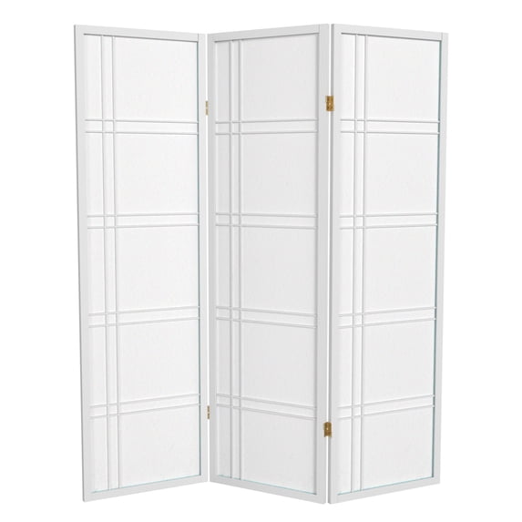 Red Lantern 5 ft. Tall Double Cross Shoji Screen - White - 3 Panels