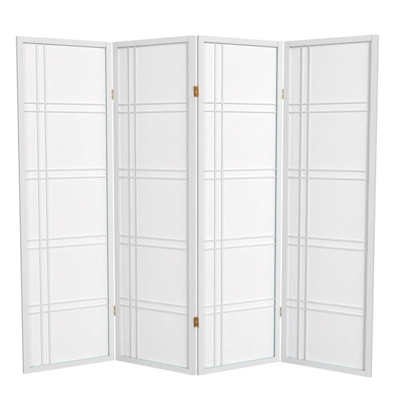 Red Lantern 5 ft. Tall Double Cross Shoji Screen - White - 4 Panels