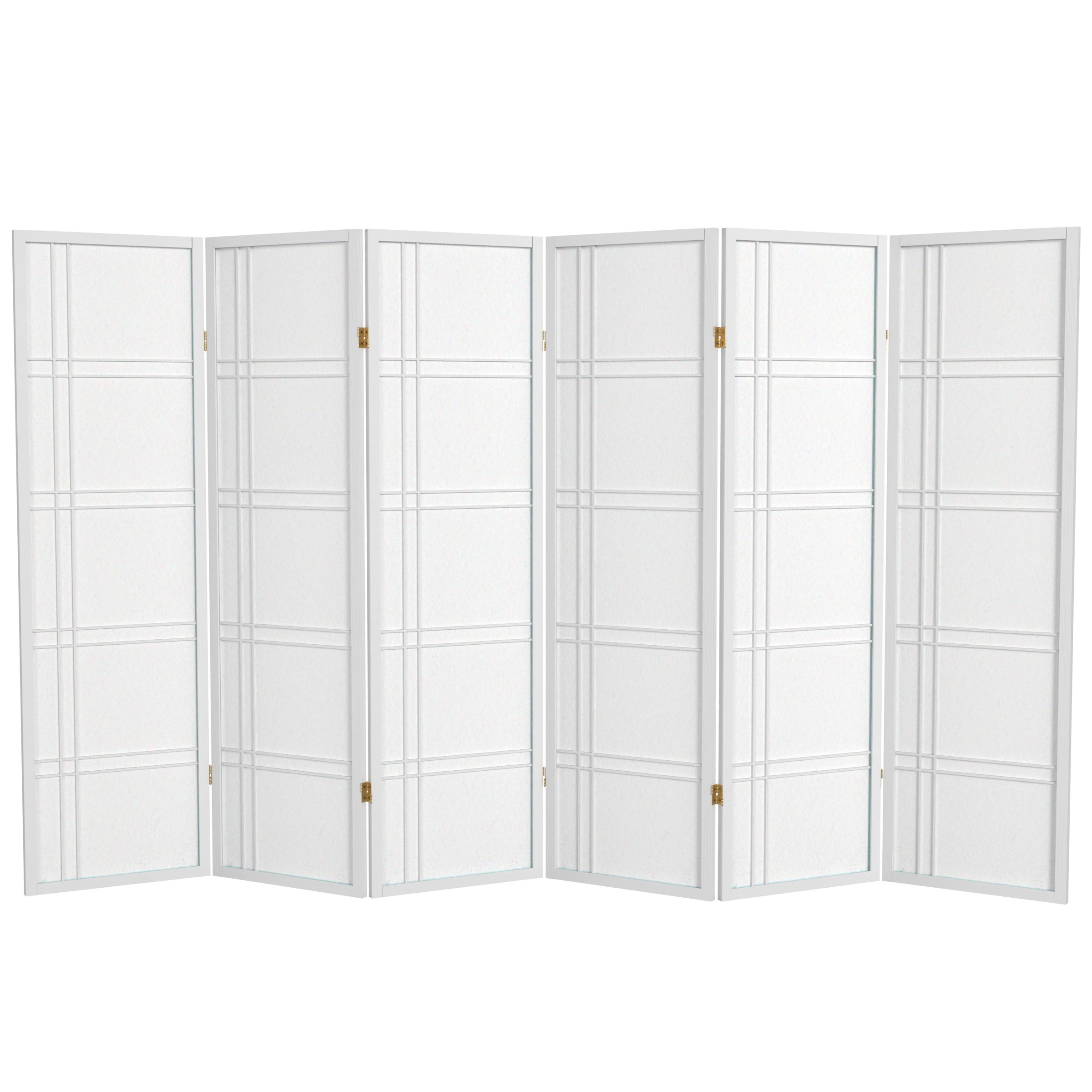 Red Lantern 5 ft. Tall Double Cross Shoji Screen - White - 6 Panels