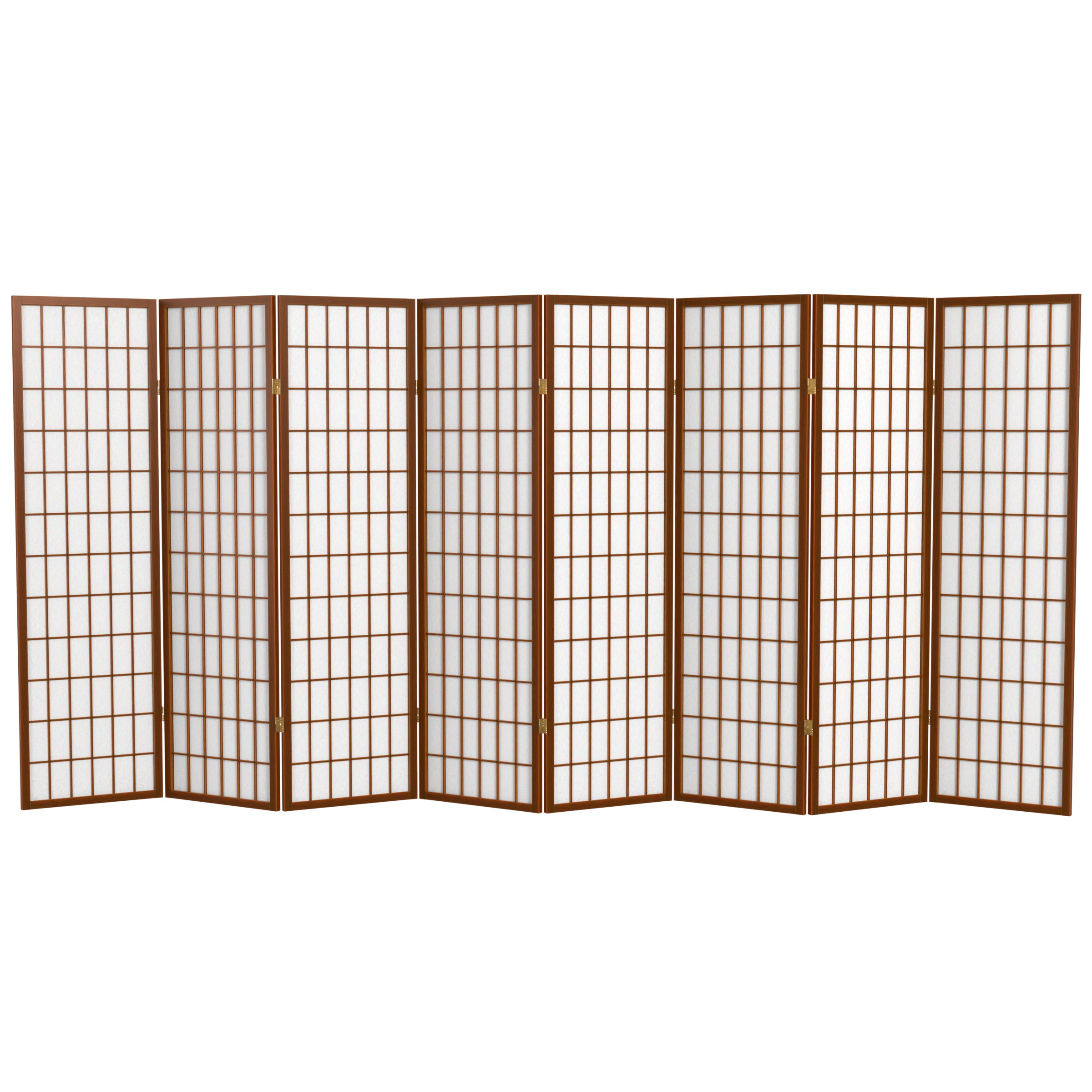 Red Lantern 5 ft. Tall Window Pane Shoji Screen - Walnut - 8 Panels ...