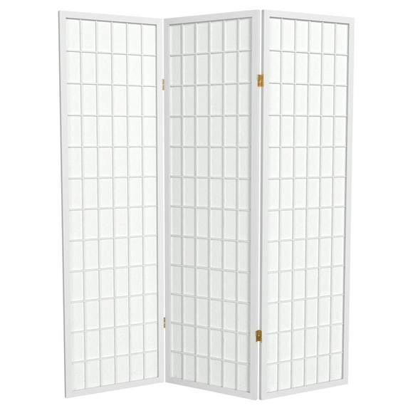 Red Lantern 5 ft. Tall Window Pane Shoji Screen - White - 3 Panels