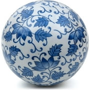Oriental Furniture 6" Decorative Porcelain - Blue Leaves