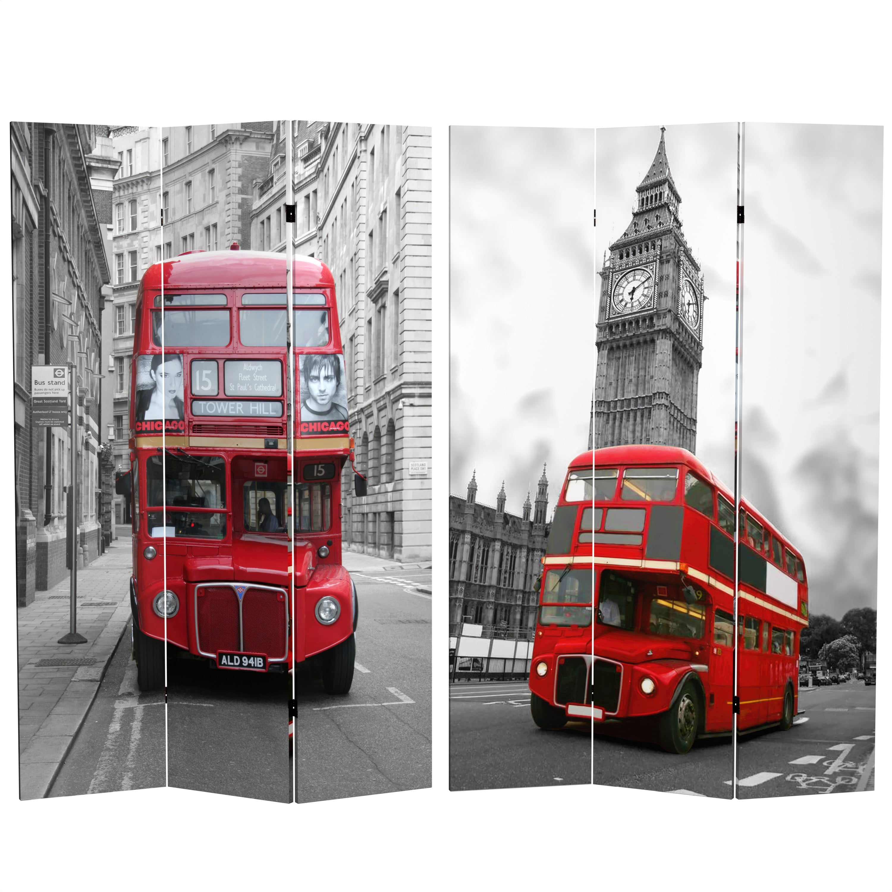 Bus Divider Oriental Furniture 6 Ft Tall Double Decker Bus Room Divider, 3 panel ...