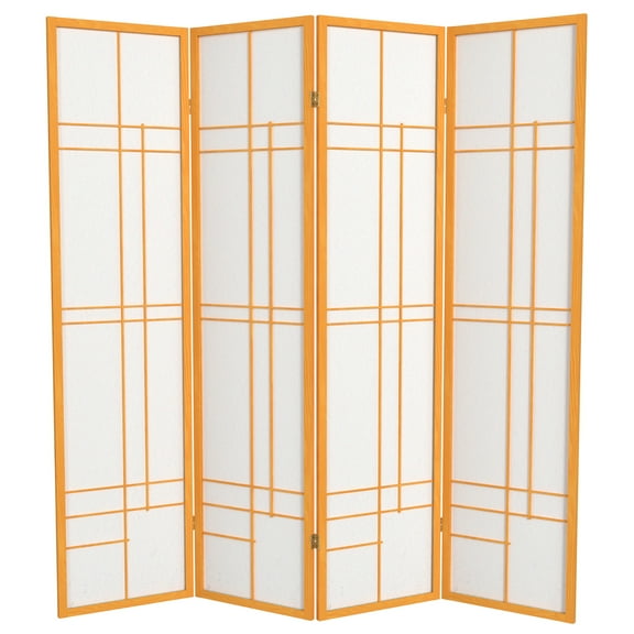 Red Lantern 6 ft. Tall Eudes Shoji Screen - Honey - 4 Panels