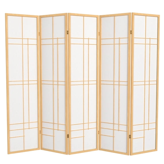 Red Lantern 6 ft. Tall Eudes Shoji Screen - Natural - 5 Panels