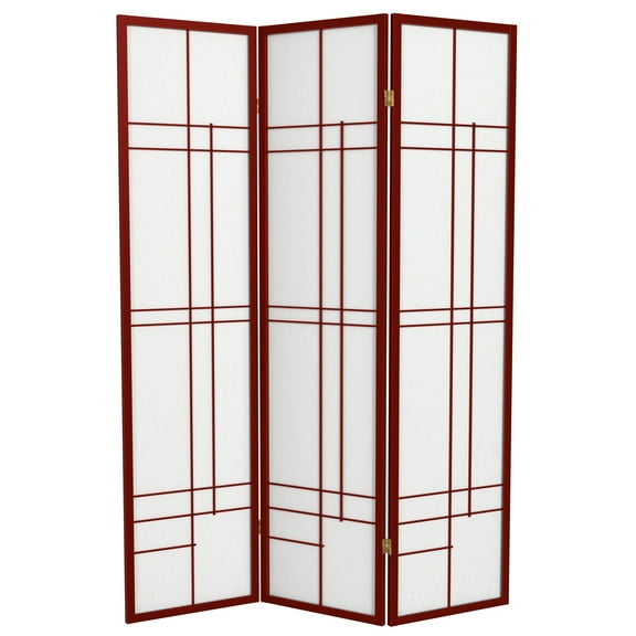 Red Lantern 6 ft. Tall Eudes Shoji Screen - Rosewood - 3 Panels