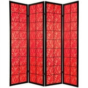 Oriental Furniture 6 Ft Tall Feng Shui w/ Black Fabric Shoji, fabric screen, Asian style, 4 panel