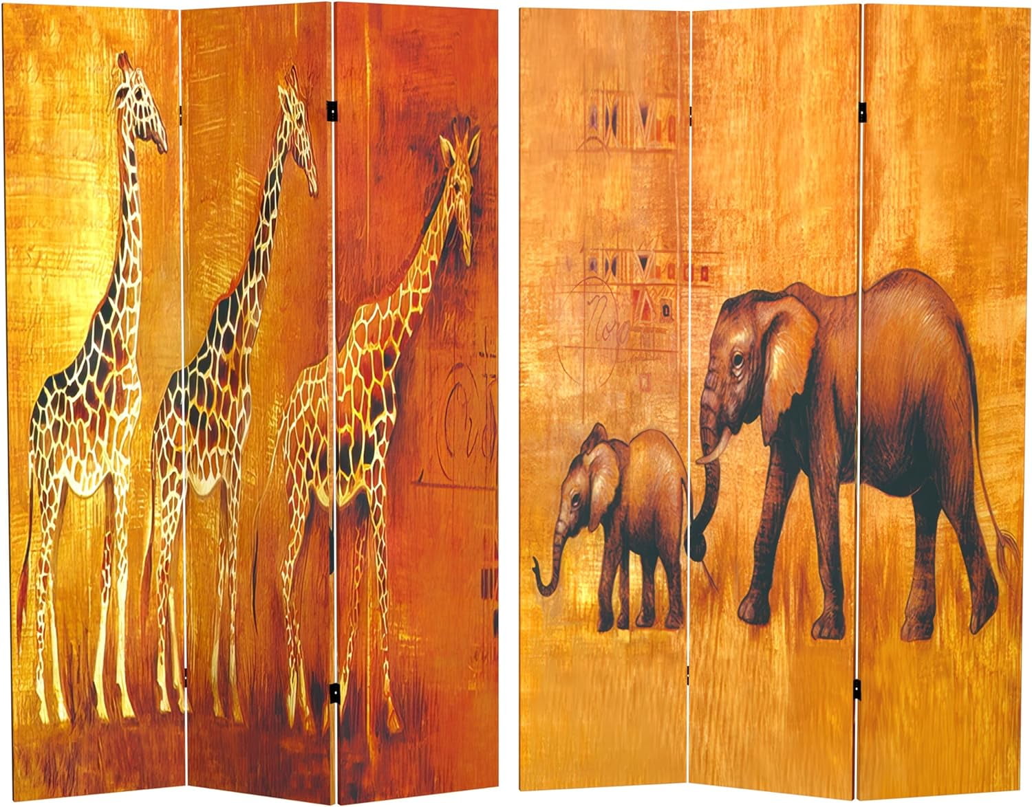 Oriental Furniture 6 Ft. Tall Giraffe & Elephant Double Sided Room