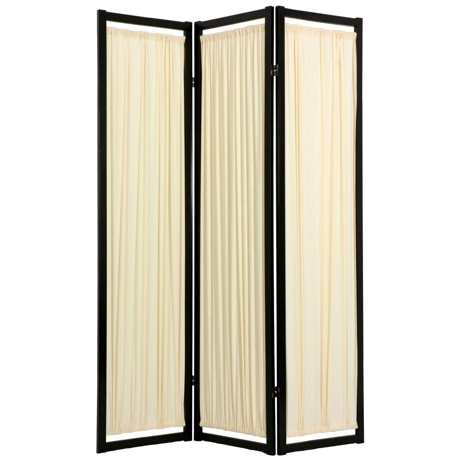 Red Lantern 6 ft Tall Helsinki Shoji Screen Room Divider, 4 Panel, Black