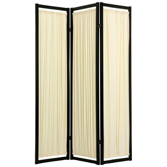 Red Lantern 6 ft Tall Helsinki Shoji Screen Room Divider, 4 Panel, Black