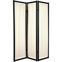 Oriental Furniture 6 Ft Tall Helsinki Shoji Screen, Asian design, Black, 6 panel